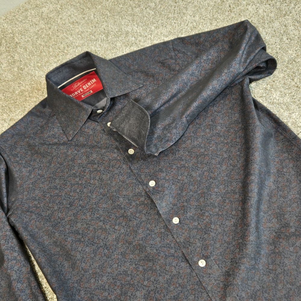 Agave Denim Authentic Tailored Shirt Long Sleeve Button Down Mens M Paisly Gray